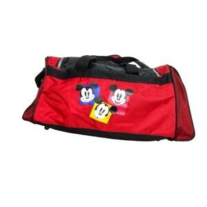 Disney Royal Treatment Mickey Mouse Travel Red Black Duffel Bag with Name Tag